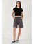 Pamuklu Relaxed Fit Yüksek Bel Cepli Mini Şort Bayan Şort 668YP5384 1