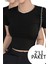 2'li Kısa Kol Kadın Siyah Bisiklet Yaka Likralı Body Crop Bluz 1