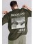 Erkek 1898 Baskılı Haki Oversize Salas T-Shirt 1