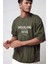 Erkek 1898 Baskılı Haki Oversize Salas T-Shirt 2
