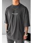 Erkek Füme Rave All Night Oversize Fit Bol Geniş Kalıp Salaş Kesim T-Shirt 2