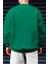 Erkek Yeşil Club Martini Baskılı 0 Sıfır Yaka Oversize Salaş Bol Kesim Polar Sweatshirt 2