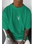 Erkek Yeşil Geyik Baskılı Oversize Fit Bol Geniş Kalıp Salaş Kesim T-Shirt 1