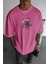 Erkek Fuşya Pembe Black Rose Oversize Fit Bol Geniş Kalıp Salaş Kesim T-Shirt 1