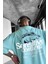 Erkek Turkuaz Göz Baskılı Sensitive Oversize Fit Bol Geniş Kalıp Salaş Kesim T-Shirt 1
