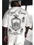 Erkek Ekru Beyaz Royal Essence Oversize Fit Bol Geniş Kalıp Salaş Kesim T-Shirt 1