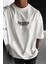 Erkek Ekru Beyaz Göz Baskılı Sensitive Oversize Fit Bol Geniş Kalıp Salaş Kesim T-Shirt 2