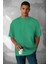 Erkek Bntn Yeşil Basic Düz Baskısız Oversize Salas T-Shirt 1