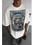 Erkek Ekru Beyaz Survive Oversize Fit Bol Geniş Kalıp Salaş Kesim T-Shirt 1
