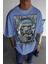 Erkek Mavi Survive Oversize Fit Bol Geniş Kalıp Salaş Kesim T-Shirt 1