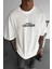 Erkek Ekru Beyaz Creatures Oversize Fit Bol Geniş Kalıp Salaş Kesim T-Shirt 2