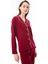 Bordo Önden Düğmeli Pamuklu Kadın Pijama Takımı 4