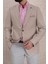 Erkek Slim Fit Sivri Yaka Yarım Astar Bej Ceket 1