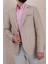 Erkek Slim Fit Sivri Yaka Yarım Astar Bej Ceket 3