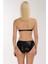 4600 Parlak Siyah Straplez Bikini Takımı 4