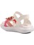 Beyaz Fuşya Pembe Kız Çocuk Düz Sandalet 4