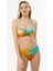 4600 Kahve Mavi Desenli Straplez Bikini Takımı 1