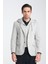 Marcio Erkek Açık Gri Çıkarılabilir Kapşonlu Yarım Astar Slim Fit Mono Yaka Spor Blazer Ceket 4
