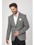 Zenos Erkek Siyah Keten Görünümlü Ilkbahar-Yaz Ekose Slim Fit Spor Blazer Ceket 3