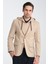 Marcio Erkek Krem Çıkarılabilir Kapşonlu Yarım Astar Slim Fit Mono Yaka Spor Blazer Ceket 1
