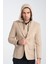 Marcio Erkek Krem Çıkarılabilir Kapşonlu Yarım Astar Slim Fit Mono Yaka Spor Blazer Ceket 3