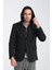 Marcio Erkek Siyah Çıkarılabilir Kapşonlu Yarım Astar Slim Fit Mono Yaka Spor Blazer Ceket 1