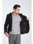 Marcio Erkek Siyah Çıkarılabilir Kapşonlu Yarım Astar Slim Fit Mono Yaka Spor Blazer Ceket 3