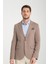 Brando Erkek Kahverengi Kendinden Desenli Slim Fit Pamuklu Likralı Esneyen Kumaşlı Spor Blazer Ceket 1