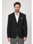 Sandeo Erkek Siyah Diagonel Desenli Esneyen Kumaş Likralı Blazer Ceket 1