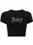 Kadın Kristal Taş Baskılı Juicy Crop T-Shirt Siyah 1