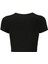 Kadın Kristal Taş Baskılı Juicy Crop T-Shirt Siyah 2