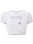 Kadın Kristal Taş Baskılı Red Wicked Crop T-Shirt Beyaz 1