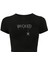 Kadın Kristal Taş Baskılı White Wicked Crop T-Shirt Siyah 1