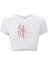 Kadın Renkli Spider Kristal Taş Baskılı Crop T-Shirt Beyaz 1