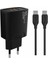 20 Watt USB + Type-C Çıkışlı Hızlı Şarj Başlık Adaptör + 1m 3A Type-C To Type-C Kablo (Yerli Üretim) Kdr-42 Siyah (20W+TYPE-C Kablo) 2