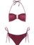 4526 Bordo Simli Straplez Bikini Takımı 5