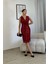 Kruvaze Yaka Payetli Midi Elbise 6031-BORDO 1