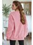 Kadın Pembe Free Life Baskılı Kalın Soft 3 Iplik Içi Şardonlu 0 Sıfır Yaka Oversize Salaş Sweatshirt 2