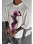 Erkek Ekru Beyaz Siluet Sensitive Content Oversize Fit Bol Geniş Kalıp Salaş Kesim T-Shirt 1