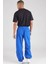 Tech Woven Oversized Pants Flat Pewter Paraşüt Kumaş Erkek Oversize Bol Kesim Eşofman Altı Sax Mavi 2