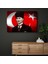 Kalpaklı Atatürk - Türk Bayrağı Fonlu Kanvas Tablo 1