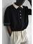 Erkek Kontrast Polo Yaka Premium Regular Fit T-Shirt Siyah 2