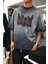 Erkek Baskılı Yıkamalı Oversize T-Shirt Siyah 2
