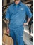 Erkek Polo Yaka Yıkamalı Oversize T-Shirt Mavi 1