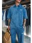 Erkek Polo Yaka Yıkamalı Oversize T-Shirt Mavi 2