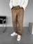 Erkek Baggy Geniş Kalıp Geniş Paça Süet Basic Pantolon Bej 2