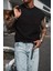 Erkek Önü Işlemeli Oversize Yıkamalı Kolsuz T-Shirt Siyah 3