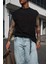 Erkek Önü Işlemeli Oversize Yıkamalı Kolsuz T-Shirt Siyah 4