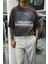 Erkek Oversize Baskılı Yıkamalı T-Shirt Kahverengi 2