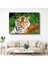Bengal Kaplanı - Yeşil Otlakta Dinlenen Yırtıcı Kanvas Tablo 1